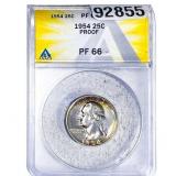 1954 Washington Silver Quarter ANACS PF66