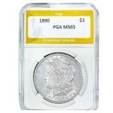 1890 Morgan Silver Dollar PGA MS65