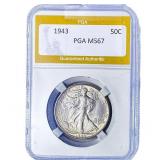 1943 Walking Liberty Half Dollar PGA MS67