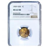 1909 VDB Wheat Cent NGC MS62 RB