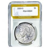 1924-S Silver Peace Dollar PGA MS63