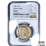 1936 Long Island Half Dollar NGC MS64