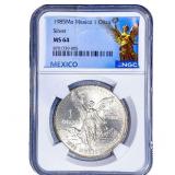1985Mo  NGC MS64 Mexico Silver 1 Onza