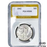1942 Walking Liberty Half Dollar PGA MS66