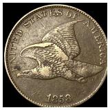 1858 Copper-Nickel Flying Eagle Cent NEARLY UNCIRC