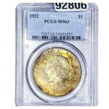 1922 Silver Peace Dollar PCGS MS63