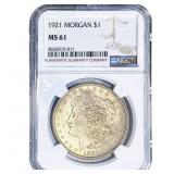 1921 Morgan Silver Dollar NGC MS61