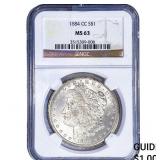 1884-CC Morgan Silver Dollar NGC MS63