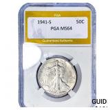 1941-S Walking Liberty Half Dollar PGA MS64