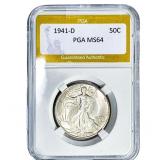 1941-D Walking Liberty Half Dollar PGA MS64