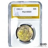 1941-S Walking Liberty Half Dollar PGA MS64