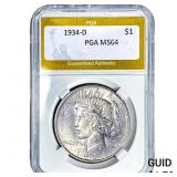 1934-D Silver Peace Dollar PGA MS64