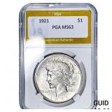 1921 Silver Peace Dollar PGA MS63