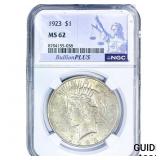 1923 Silver Peace Dollar NGC MS62