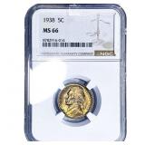 1938 Jefferson Nickel NGC MS66
