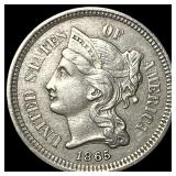 1865 Nickel Three-Cent Piece CHOICE AU