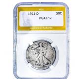 1921-D Walking Liberty Half Dollar PGA F12