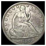 1858 Seated Liberty Half Dollar CLOSELY UNCIRCULAT