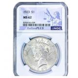 1923 Silver Peace Dollar NGC MS62