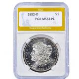 1882-O Morgan Silver Dollar PGA MS64 PL