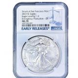 2021[S] Silver Eagle NGC MS70 Ty 2 Emerg. Prod.