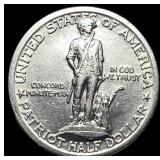 1925 Silver Lexington-Concord Half Dollar CLOSELY