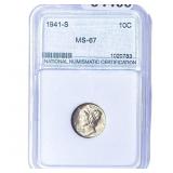 1941-S Mercury Silver Dime NNC MS67