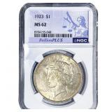 1923 Silver Peace Dollar NGC MS62