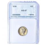 1936 Mercury Silver Dime PGA MS67