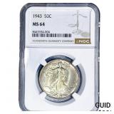 1943 Walking Liberty Half Dollar NGC MS64