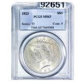 1923 Silver Peace Dollar PCGS MS63