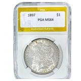 1897 Morgan Silver Dollar PGA MS64