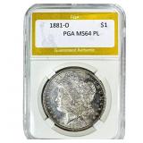 1881-O Morgan Silver Dollar PGA MS64 PL