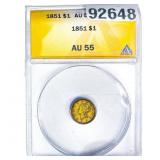 1851 Rare Gold Dollar ANACS AU55
