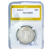 1943-S Walking Liberty Half Dollar PGA MS65