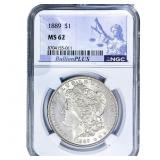 1889 Morgan Silver Dollar NGC MS62
