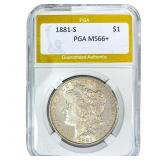 1881-S Morgan Silver Dollar PGA MS66+