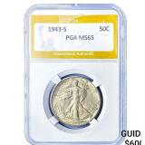 1943-S Walking Liberty Half Dollar PGA MS65