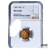 1909 VDB Wheat Cent NGC MS64 RB