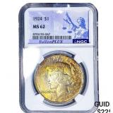 1924 Silver Peace Dollar NGC MS62