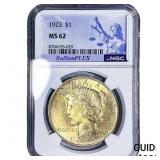 1923 Silver Peace Dollar NGC MS62