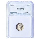 1943 Mercury Silver Dime NNC MS67 FB