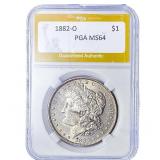 1882-O Morgan Silver Dollar PGA MS64