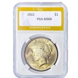 1922 Silver Peace Dollar PGA MS66