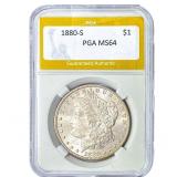 1880-S Morgan Silver Dollar PGA MS64