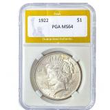 1922 Silver Peace Dollar PGA MS64