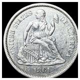 1861 Seated Liberty Dime CLOSELY UNCIRCULATED