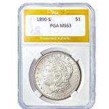 1890-S Morgan Silver Dollar PGA MS63