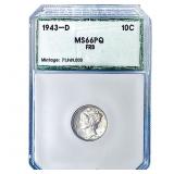1943-D Mercury Silver Dime PGA MS66 PQ