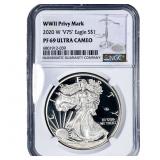 2020 W 'V75' Silver Eagle NGC PF69 WWII Privy Mark